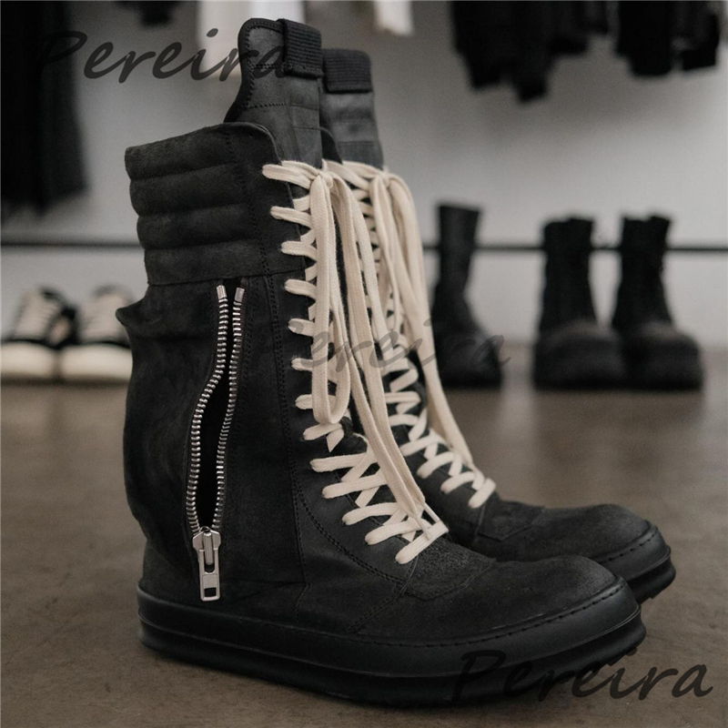 Crossfit Male - Black Suede Flat High Top Sneakers